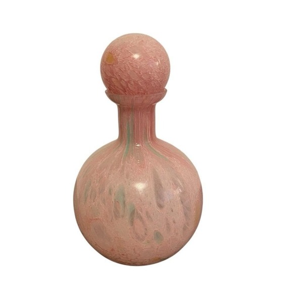 Vintage Made in Italy Pink Swirl Art Glass Decanter with Stopper Murano Style - Picture 3 of 6